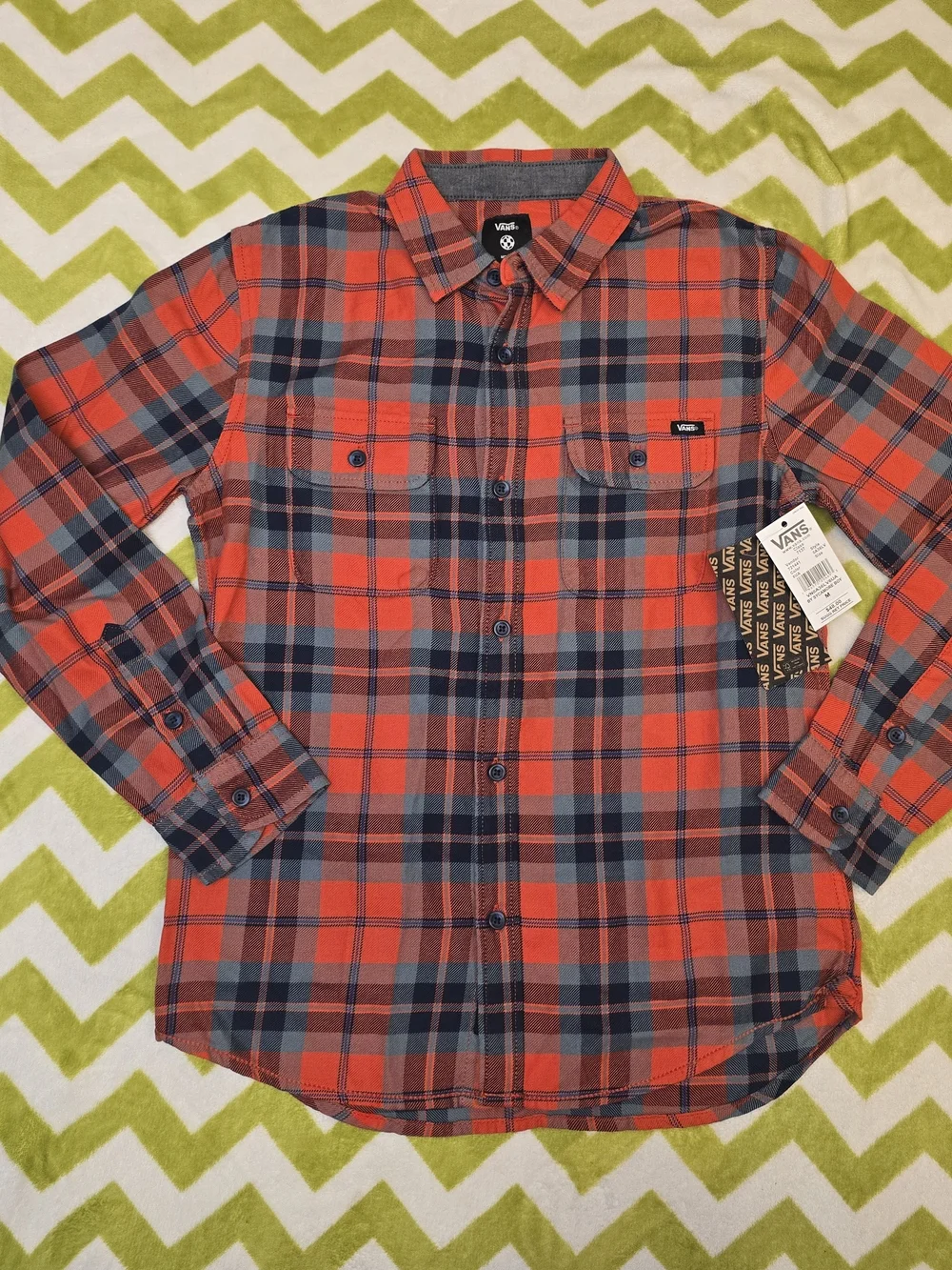 Vans Kid's Red Plaid Flannel Shirt Size Medium